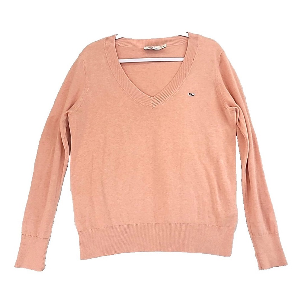 Vineyard Vines Pullover Sweater Cotton Long‎ Sleeve M Whale Logo Coral